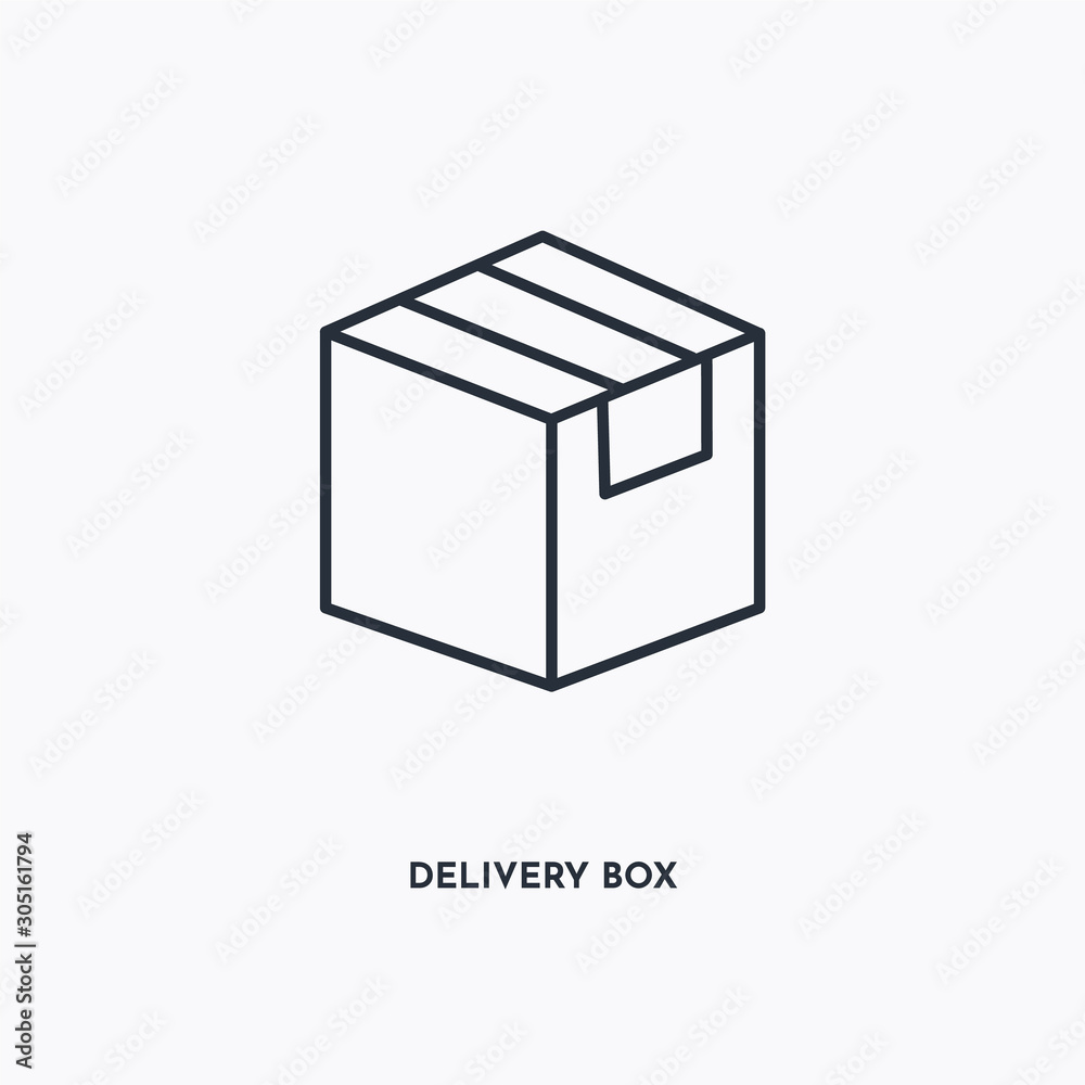 Delivery box outline icon. Simple linear element illustration. Isolated line Delivery box icon on white background. Thin stroke sign can be used for web, mobile and UI. Delivery box outline icon. Simple linear element illustration. Isolated line Delivery box icon on white background. Thin stroke sign can be used for web, mobile and UI.