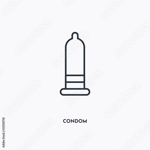 Condom outline icon. Simple linear element illustration. Isolated line Condom icon on white background. Thin stroke sign can be used for web, mobile and UI.