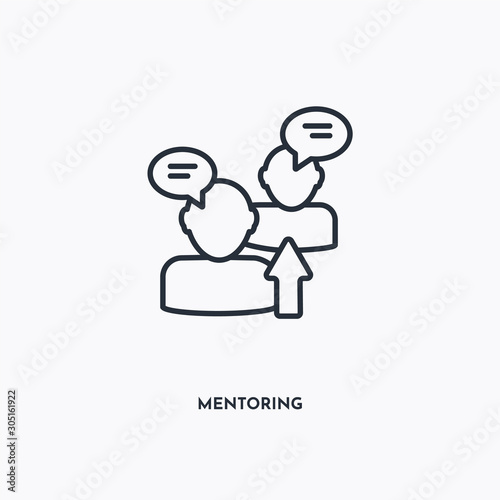 Mentoring outline icon. Simple linear element illustration. Isolated line Mentoring icon on white background. Thin stroke sign can be used for web, mobile and UI.