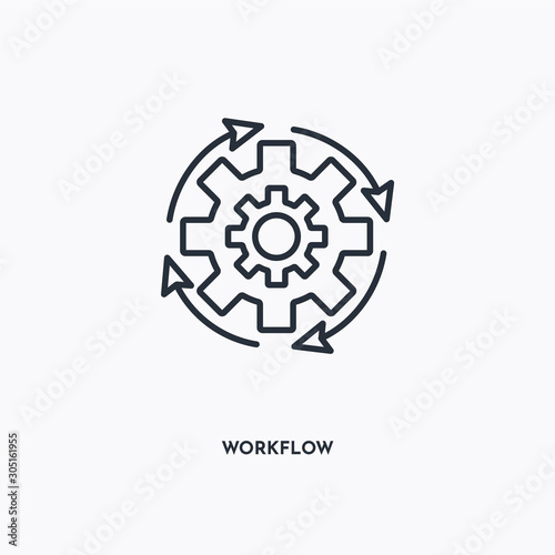 Workflow outline icon. Simple linear element illustration. Isolated line Workflow icon on white background. Thin stroke sign can be used for web, mobile and UI.