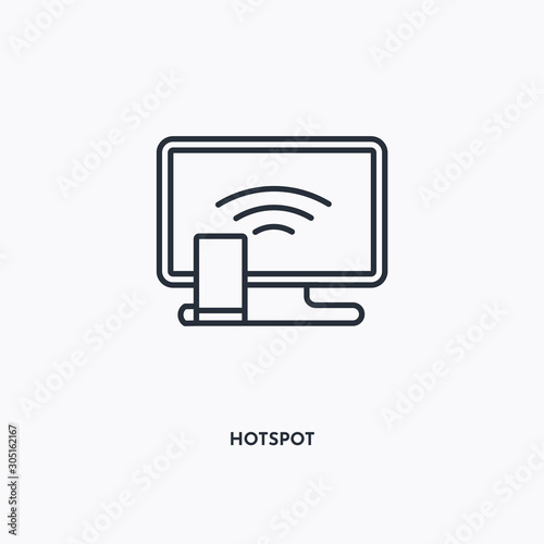 hotspot outline icon. Simple linear element illustration. Isolated line hotspot icon on white background. Thin stroke sign can be used for web, mobile and UI.