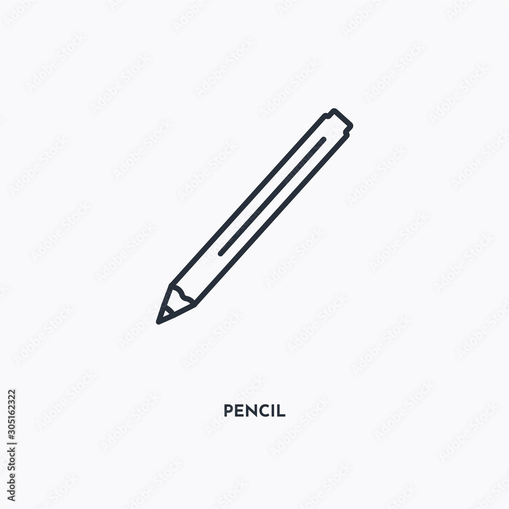 Pencil outline icon. Simple linear element illustration. Isolated line Pencil icon on white background. Thin stroke sign can be used for web, mobile and UI. Pencil outline icon. Simple linear element illustration. Isolated line Pencil icon on white background. Thin stroke sign can be used for web, mobile and UI.