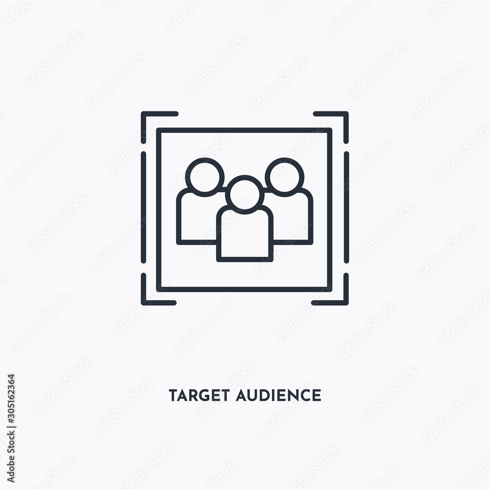 Target audience outline icon. Simple linear element illustration. Isolated line Target audience icon on white background. Thin stroke sign can be used for web, mobile and UI. Target audience outline icon. Simple linear element illustration. Isolated line Target audience icon on white background. Thin stroke sign can be used for web, mobile and UI.