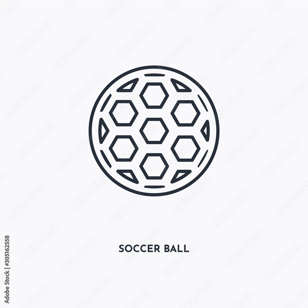 soccer ball outline icon. Simple linear element illustration. Isolated line soccer ball icon on white background. Thin stroke sign can be used for web, mobile and UI.