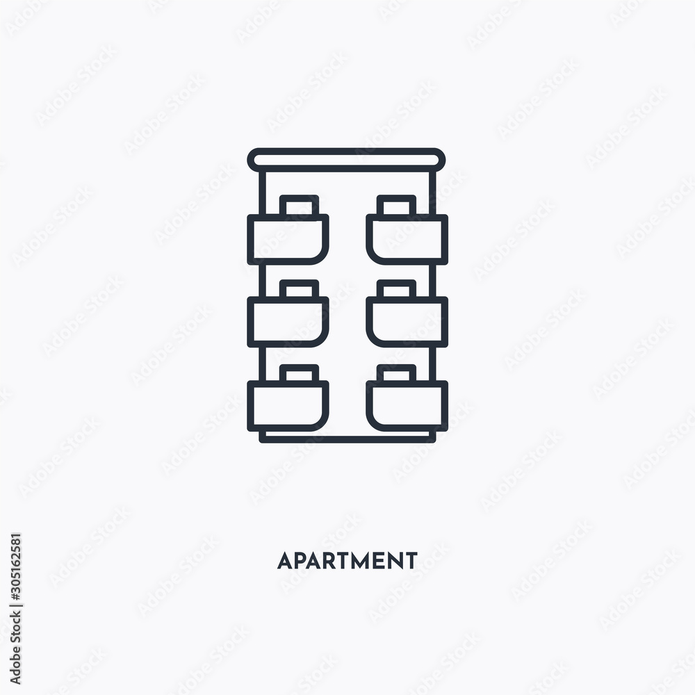 Apartment outline icon. Simple linear element illustration. Isolated line Apartment icon on white background. Thin stroke sign can be used for web, mobile and UI.