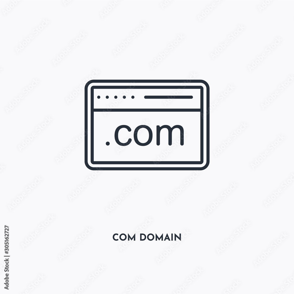 com domain outline icon. Simple linear element illustration. Isolated line com domain icon on white background. Thin stroke sign can be used for web, mobile and UI. com domain outline icon. Simple linear element illustration. Isolated line com domain icon on white background. Thin stroke sign can be used for web, mobile and UI.