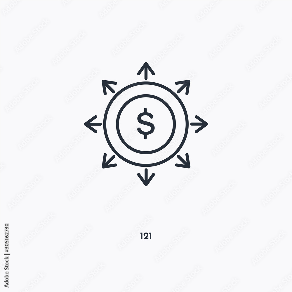 121 outline icon. Simple linear element illustration. Isolated line 121 icon on white background. Thin stroke sign can be used for web, mobile and UI.