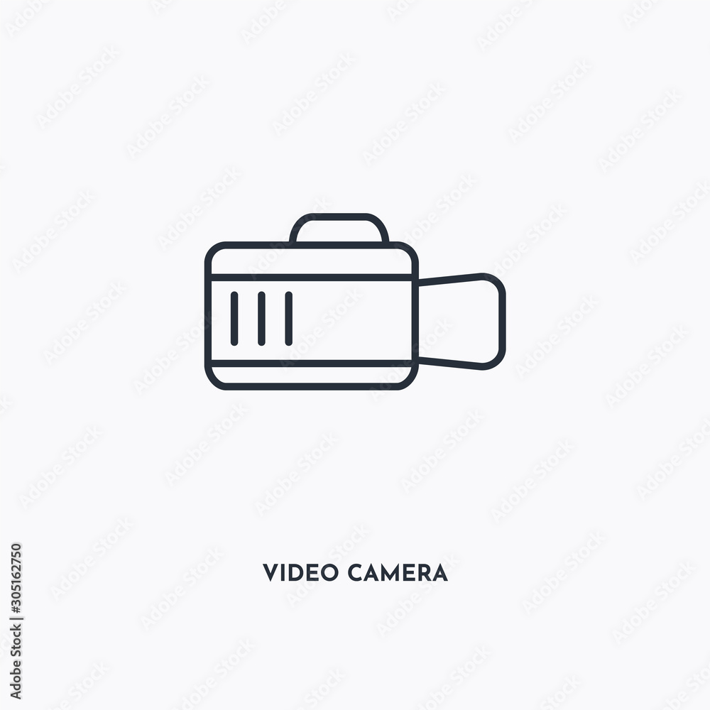 video camera outline icon. Simple linear element illustration. Isolated line video camera icon on white background. Thin stroke sign can be used for web, mobile and UI. video camera outline icon. Simple linear element illustration. Isolated line video camera icon on white background. Thin stroke sign can be used for web, mobile and UI.