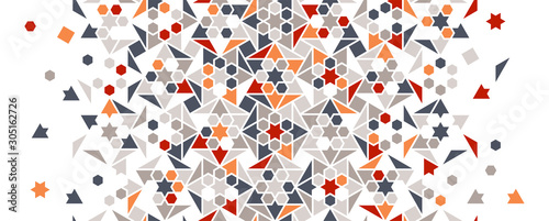 Arabic  turkish colorful vector seamless pattern. Geometric halftone texture with color tile disintegration