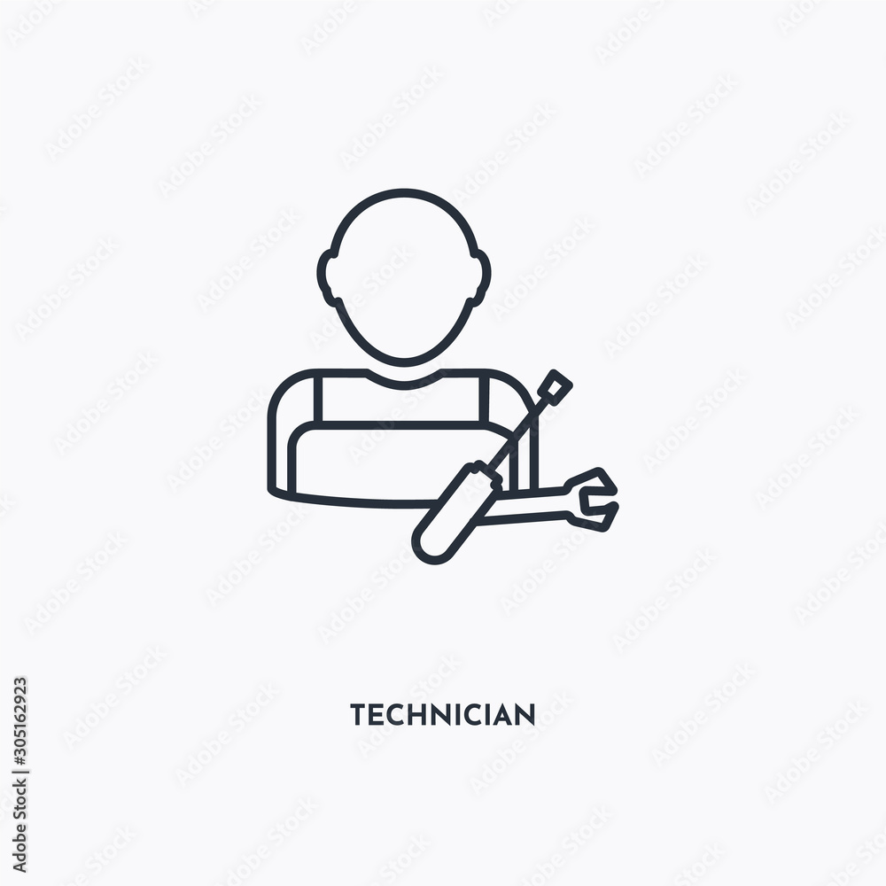 technician outline icon. Simple linear element illustration. Isolated line technician icon on white background. Thin stroke sign can be used for web, mobile and UI.