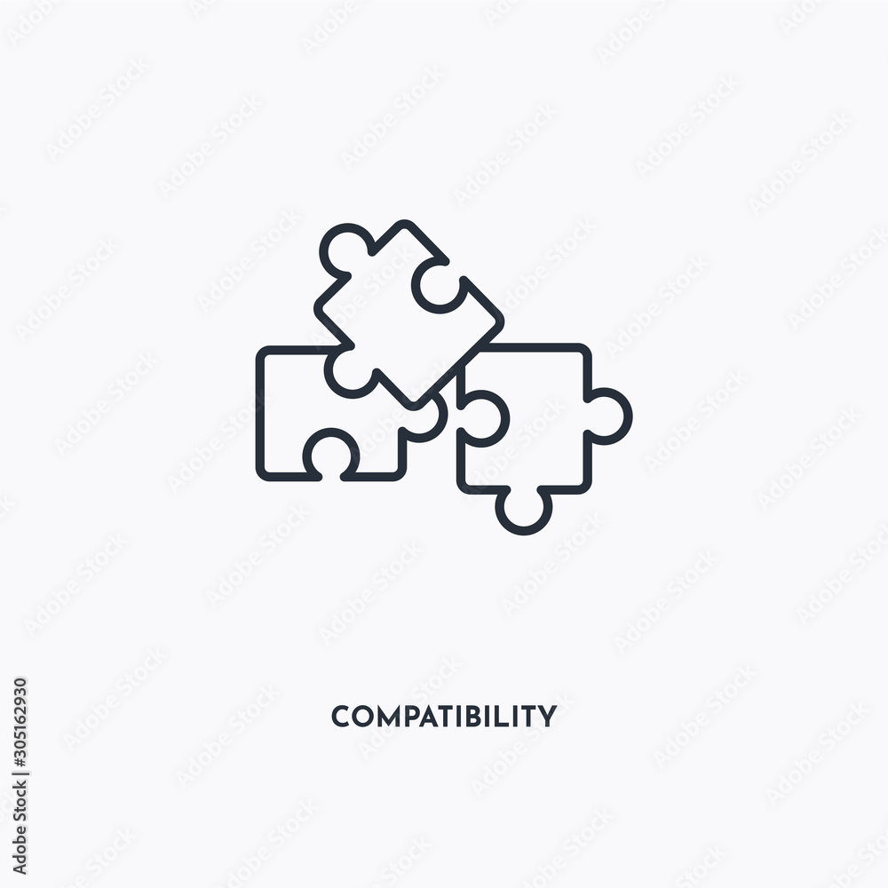 compatibility outline icon. Simple linear element illustration. Isolated line compatibility icon on white background. Thin stroke sign can be used for web, mobile and UI. compatibility outline icon. Simple linear element illustration. Isolated line compatibility icon on white background. Thin stroke sign can be used for web, mobile and UI.