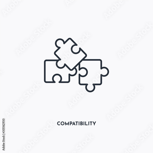 compatibility outline icon. Simple linear element illustration. Isolated line compatibility icon on white background. Thin stroke sign can be used for web, mobile and UI.