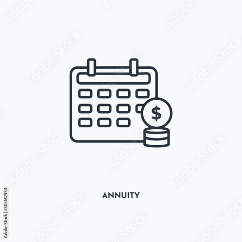 annuity outline icon. Simple linear element illustration. Isolated line annuity icon on white background. Thin stroke sign can be used for web, mobile and UI.