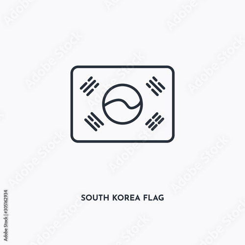 South Korea flag outline icon. Simple linear element illustration. Isolated line South Korea flag icon on white background. Thin stroke sign can be used for web, mobile and UI.