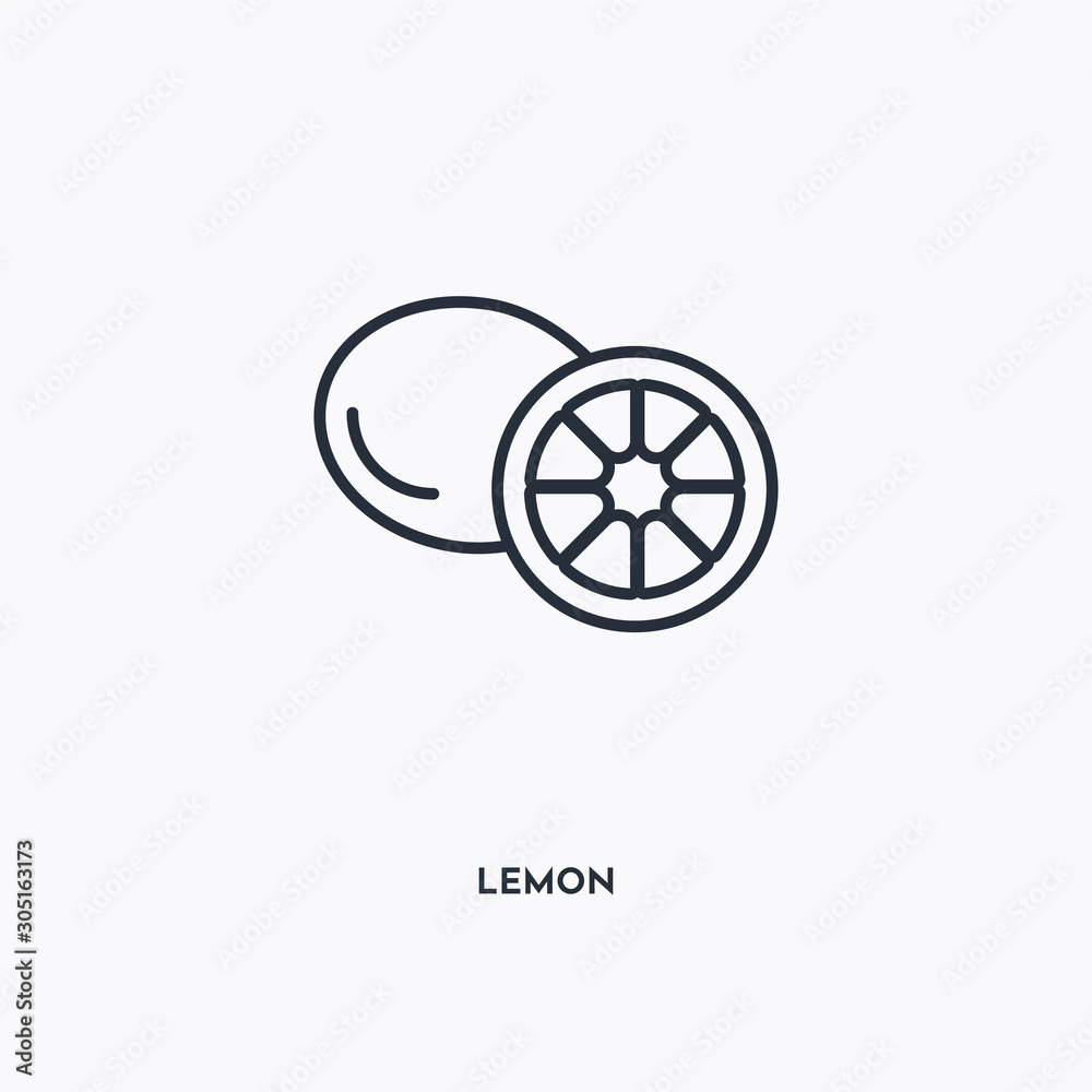 Lemon outline icon. Simple linear element illustration. Isolated line Lemon icon on white background. Thin stroke sign can be used for web, mobile and UI.
