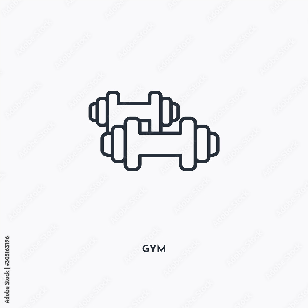 gym outline icon. Simple linear element illustration. Isolated line gym icon on white background. Thin stroke sign can be used for web, mobile and UI. gym outline icon. Simple linear element illustration. Isolated line gym icon on white background. Thin stroke sign can be used for web, mobile and UI.