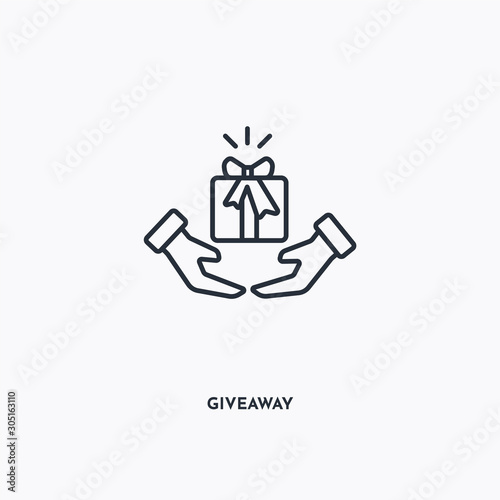 giveaway outline icon. Simple linear element illustration. Isolated line giveaway icon on white background. Thin stroke sign can be used for web, mobile and UI.