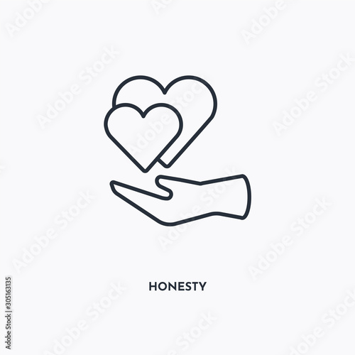 honesty outline icon. Simple linear element illustration. Isolated line honesty icon on white background. Thin stroke sign can be used for web, mobile and UI.