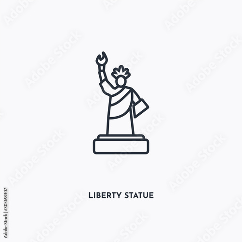 Liberty statue outline icon. Simple linear element illustration. Isolated line Liberty statue icon on white background. Thin stroke sign can be used for web, mobile and UI.