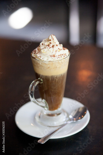 iced coffee with ice and cream