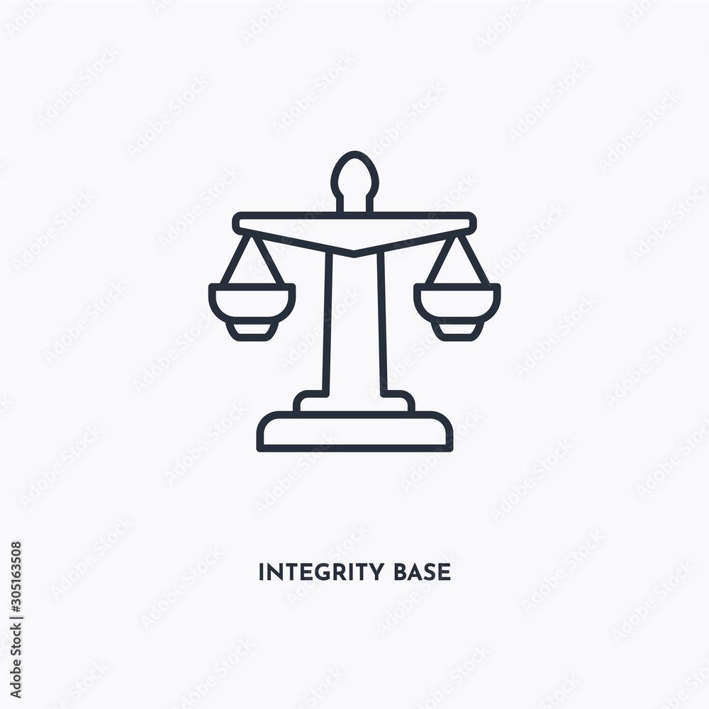 integrity base outline icon. Simple linear element illustration. Isolated line integrity base icon on white background. Thin stroke sign can be used for web, mobile and UI.
