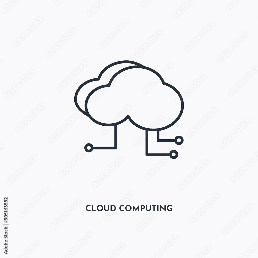 cloud computing outline icon. Simple linear element illustration. Isolated line cloud computing icon on white background. Thin stroke sign can be used for web, mobile and UI. cloud computing outline icon. Simple linear element illustration. Isolated line cloud computing icon on white background. Thin stroke sign can be used for web, mobile and UI.