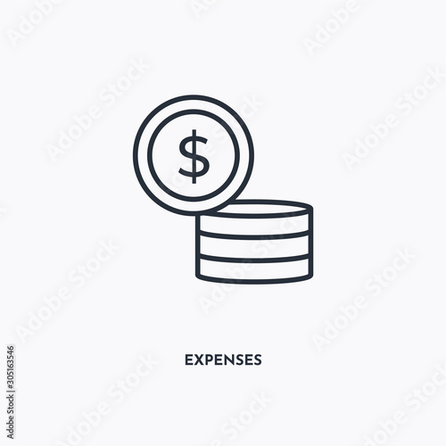 Expenses outline icon. Simple linear element illustration. Isolated line Expenses icon on white background. Thin stroke sign can be used for web, mobile and UI.