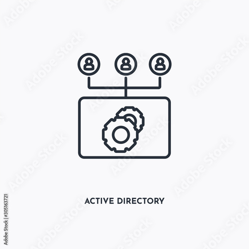 active directory outline icon. Simple linear element illustration. Isolated line active directory icon on white background. Thin stroke sign can be used for web, mobile and UI.