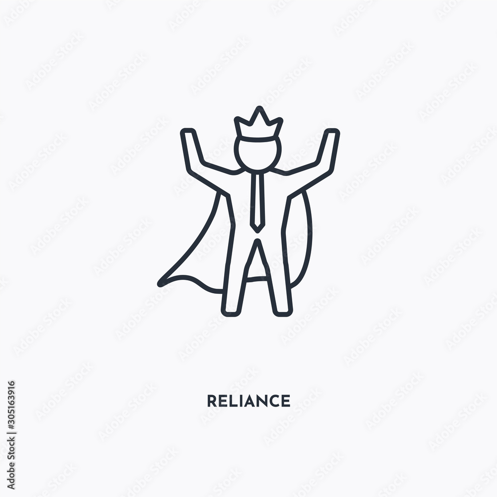 reliance outline icon. Simple linear element illustration. Isolated line reliance icon on white background. Thin stroke sign can be used for web, mobile and UI. reliance outline icon. Simple linear element illustration. Isolated line reliance icon on white background. Thin stroke sign can be used for web, mobile and UI.