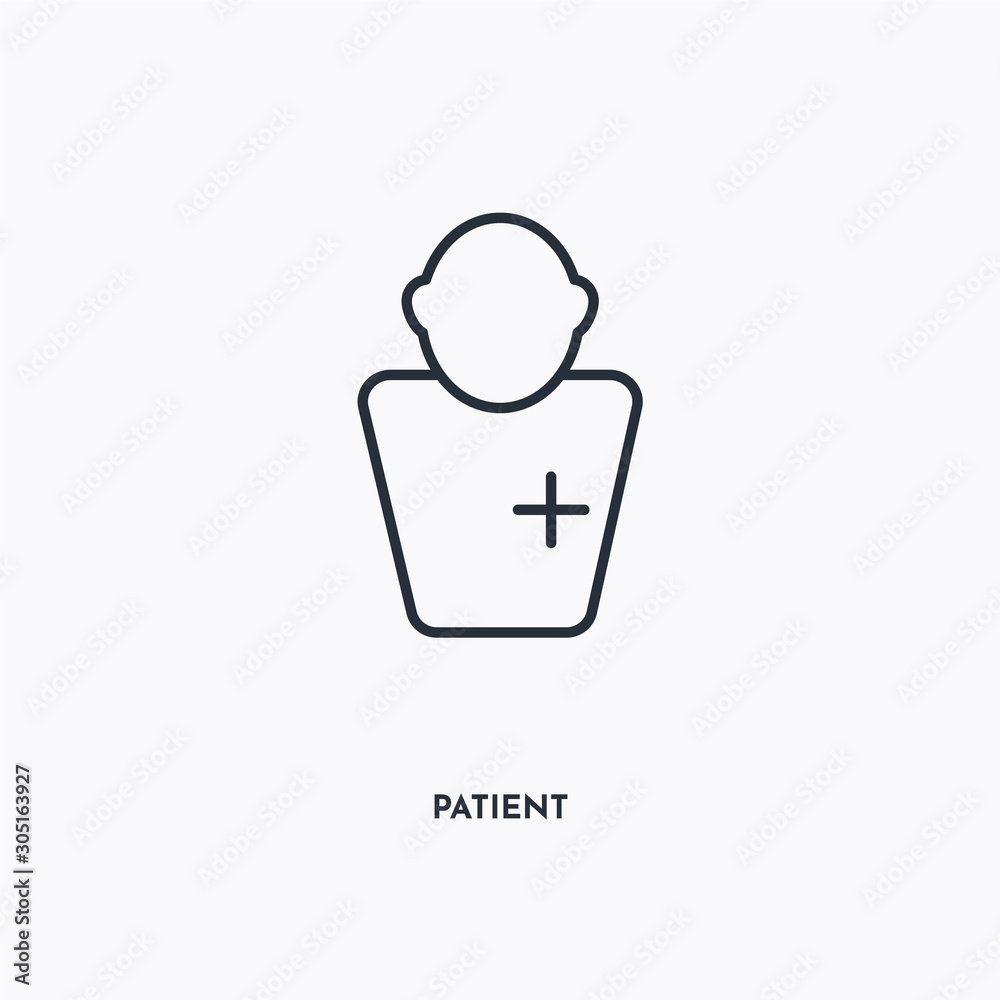 patient outline icon. Simple linear element illustration. Isolated line patient icon on white background. Thin stroke sign can be used for web, mobile and UI.