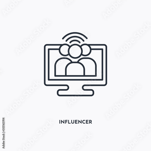 Influencer outline icon. Simple linear element illustration. Isolated line Influencer icon on white background. Thin stroke sign can be used for web, mobile and UI.