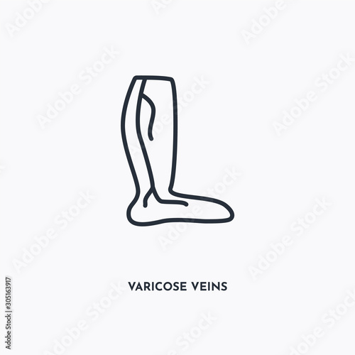 Varicose veins outline icon. Simple linear element illustration. Isolated line Varicose veins icon on white background. Thin stroke sign can be used for web, mobile and UI.