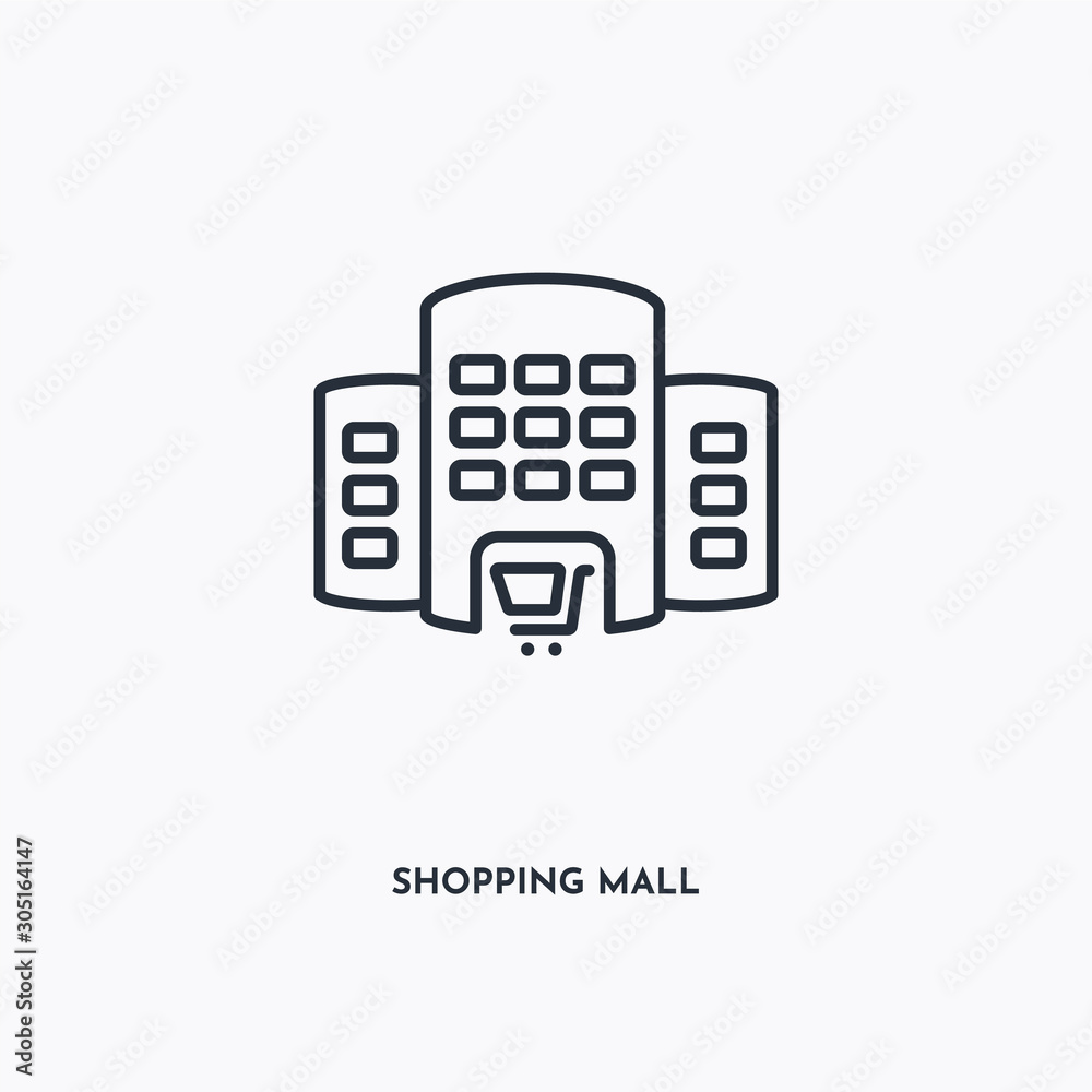 shopping mall outline icon. Simple linear element illustration. Isolated line shopping mall icon on white background. Thin stroke sign can be used for web, mobile and UI. shopping mall outline icon. Simple linear element illustration. Isolated line shopping mall icon on white background. Thin stroke sign can be used for web, mobile and UI.