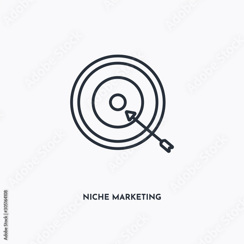Niche Marketing outline icon. Simple linear element illustration. Isolated line Niche Marketing icon on white background. Thin stroke sign can be used for web, mobile and UI.