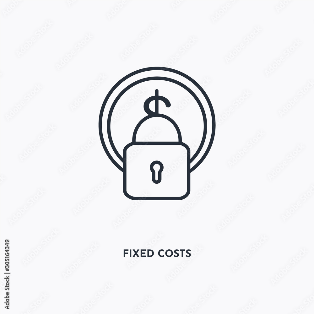 Fixed costs outline icon. Simple linear element illustration. Isolated line Fixed costs icon on white background. Thin stroke sign can be used for web, mobile and UI. Fixed costs outline icon. Simple linear element illustration. Isolated line Fixed costs icon on white background. Thin stroke sign can be used for web, mobile and UI.