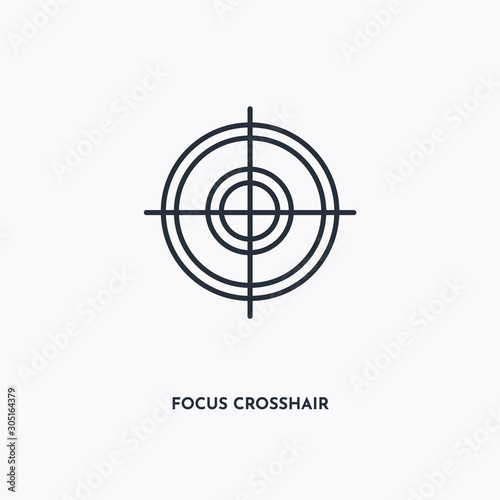 Focus crosshair outline icon. Simple linear element illustration. Isolated line Focus crosshair icon on white background. Thin stroke sign can be used for web, mobile and UI.