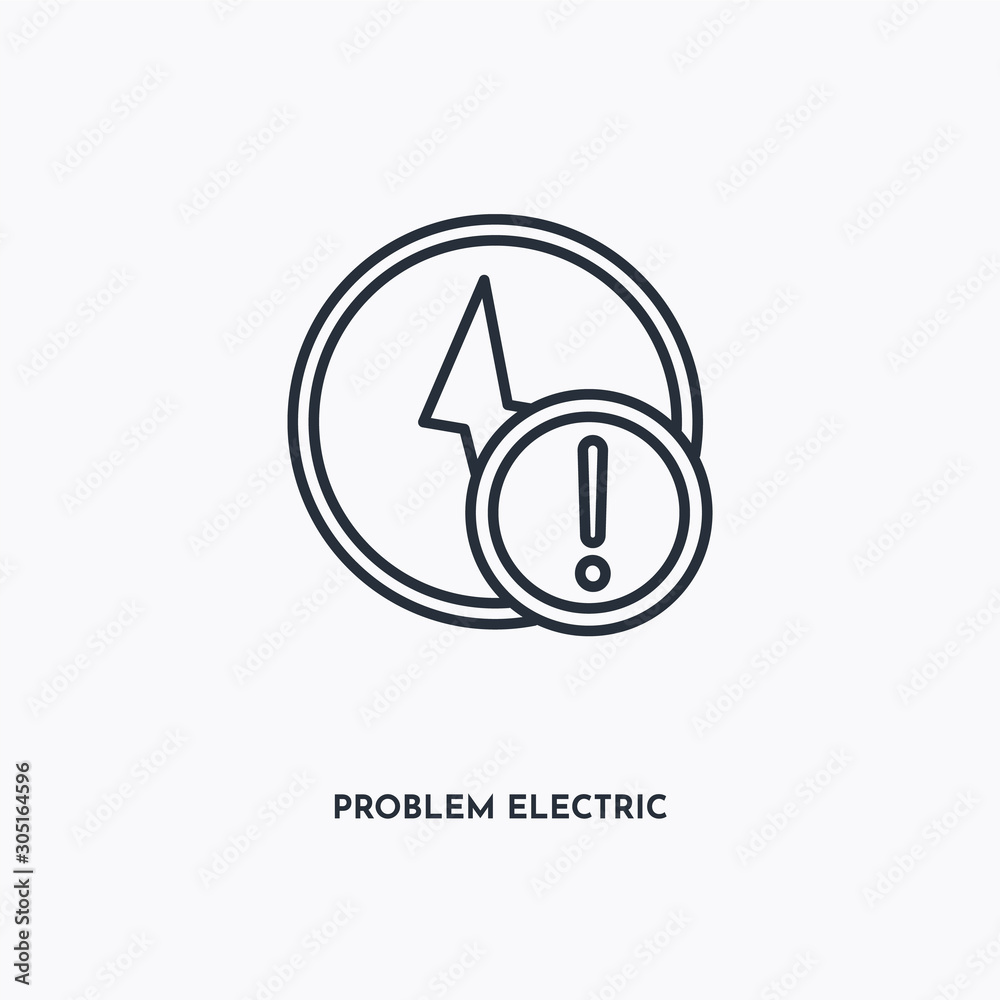 Problem electric outline icon. Simple linear element illustration. Isolated line Problem electric icon on white background. Thin stroke sign can be used for web, mobile and UI. Problem electric outline icon. Simple linear element illustration. Isolated line Problem electric icon on white background. Thin stroke sign can be used for web, mobile and UI.