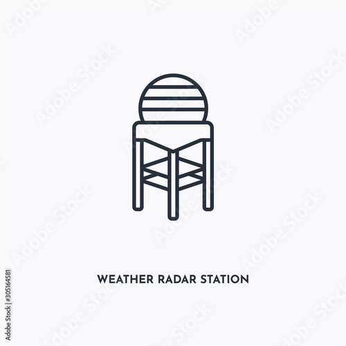 Weather radar station outline icon. Simple linear element illustration. Isolated line Weather radar station icon on white background. Thin stroke sign can be used for web, mobile and UI.