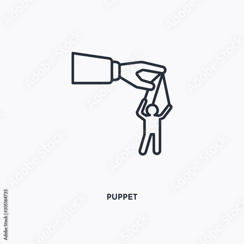 Puppet outline icon. Simple linear element illustration. Isolated line Puppet icon on white background. Thin stroke sign can be used for web, mobile and UI.