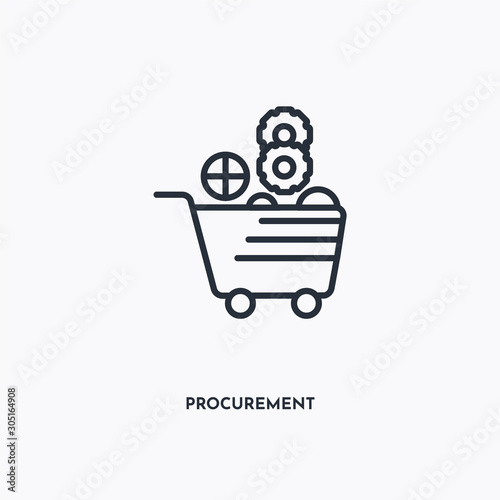 procurement outline icon. Simple linear element illustration. Isolated line procurement icon on white background. Thin stroke sign can be used for web, mobile and UI.