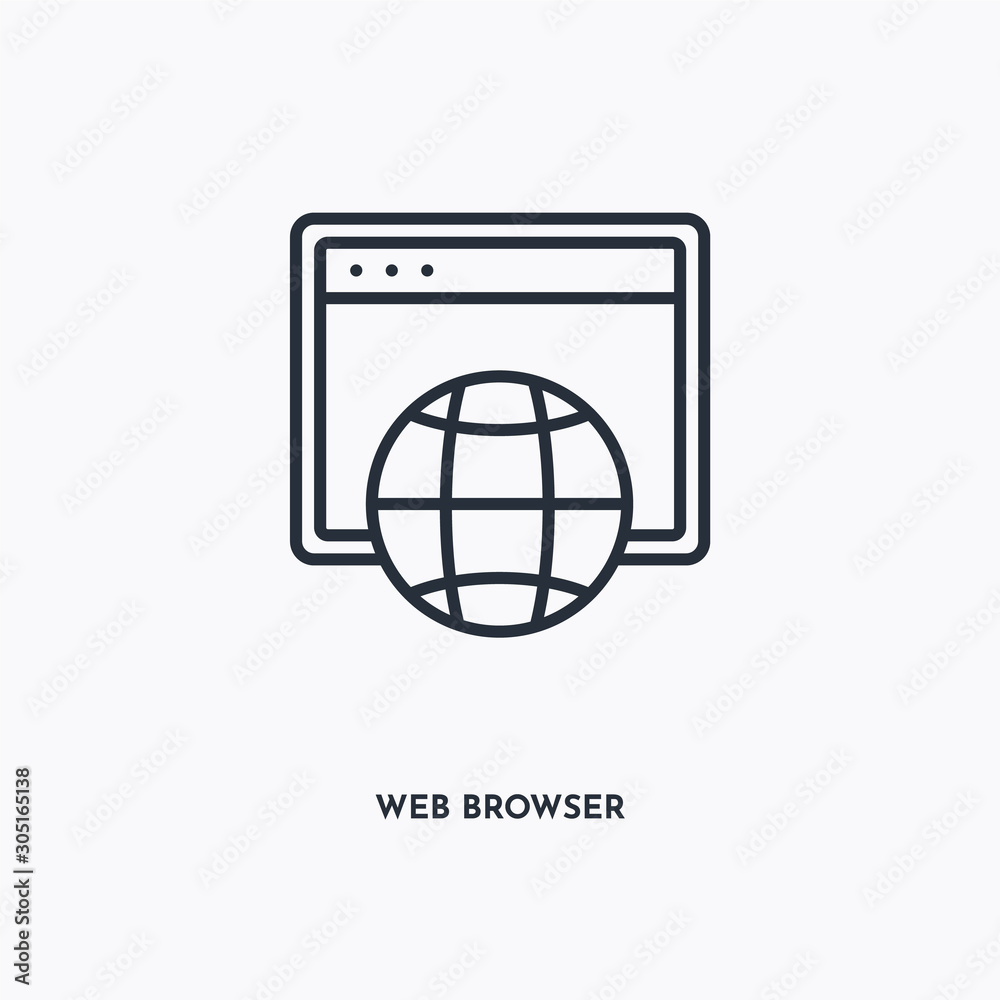 web browser outline icon. Simple linear element illustration. Isolated line web browser icon on white background. Thin stroke sign can be used for web, mobile and UI. web browser outline icon. Simple linear element illustration. Isolated line web browser icon on white background. Thin stroke sign can be used for web, mobile and UI.
