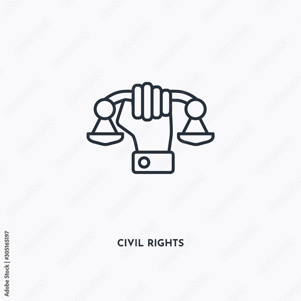 Civil rights outline icon. Simple linear element illustration. Isolated line Civil rights icon on white background. Thin stroke sign can be used for web, mobile and UI.