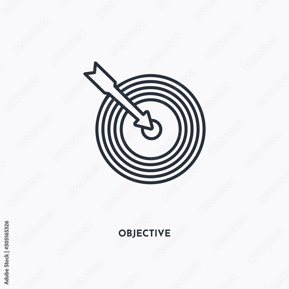 objective outline icon. Simple linear element illustration. Isolated line objective icon on white background. Thin stroke sign can be used for web, mobile and UI. objective outline icon. Simple linear element illustration. Isolated line objective icon on white background. Thin stroke sign can be used for web, mobile and UI.