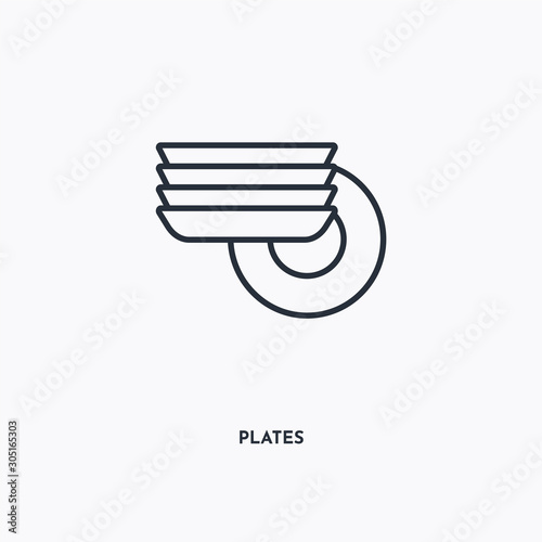 plates outline icon. Simple linear element illustration. Isolated line plates icon on white background. Thin stroke sign can be used for web, mobile and UI.