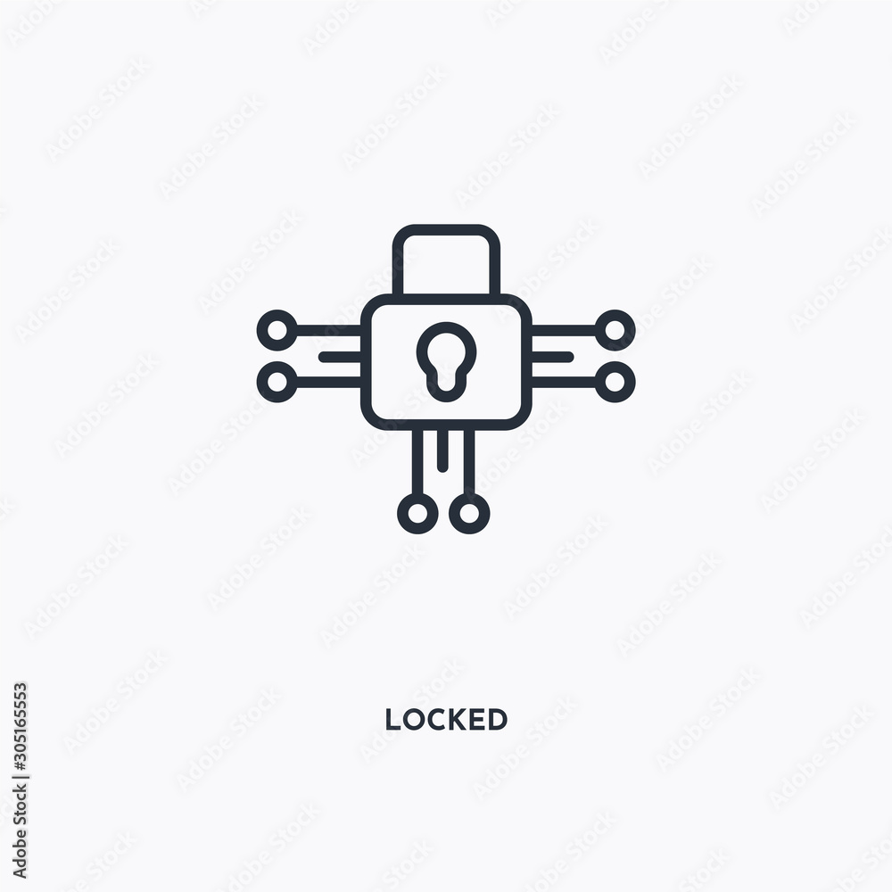 locked outline icon. Simple linear element illustration. Isolated line locked icon on white background. Thin stroke sign can be used for web, mobile and UI. locked outline icon. Simple linear element illustration. Isolated line locked icon on white background. Thin stroke sign can be used for web, mobile and UI.