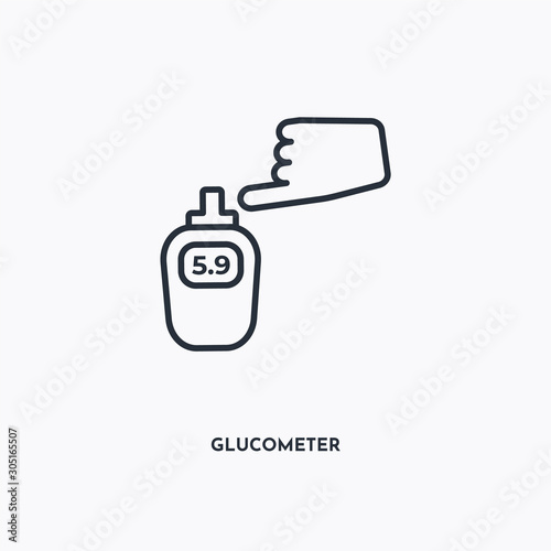 Glucometer outline icon. Simple linear element illustration. Isolated line Glucometer icon on white background. Thin stroke sign can be used for web, mobile and UI.
