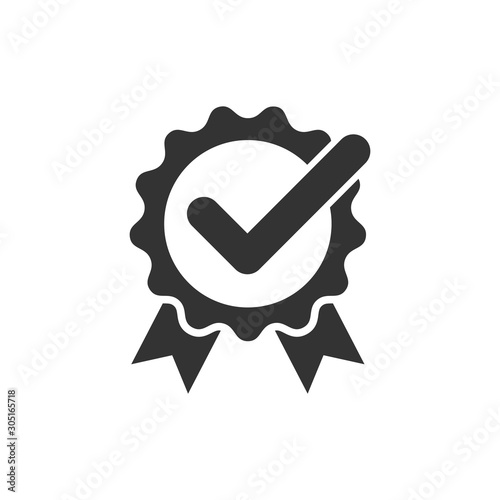 Winner icon in flat style. Rosette award vector illustration on white isolated background. Medal business concept.