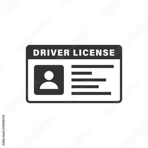 Driver license icon in flat style. Id card vector illustration on white isolated background. Identity business concept.