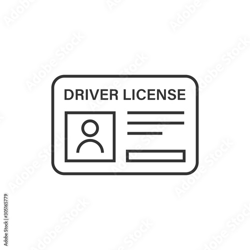 Driver license icon in flat style. Id card vector illustration on white isolated background. Identity business concept.