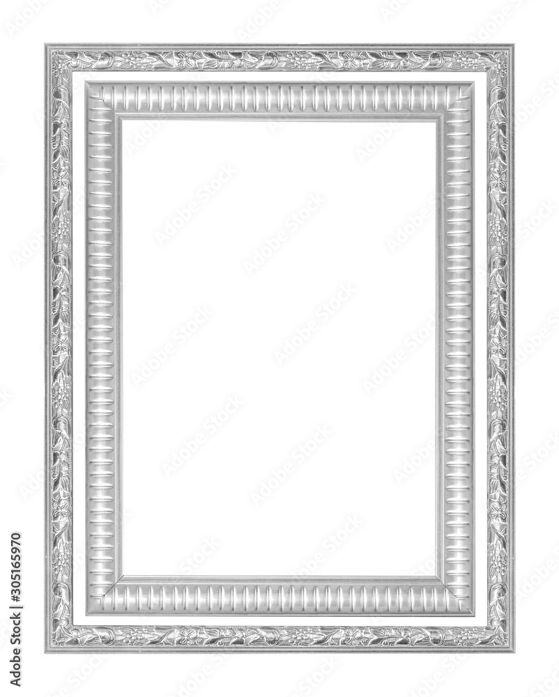 The antique sillver frame on the white background The antique sillver frame on the white background